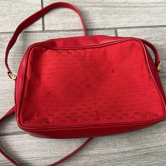 Vintage Gucci Red Canvas and Leather Crossbody Bag EUC - Picture 10 of 15